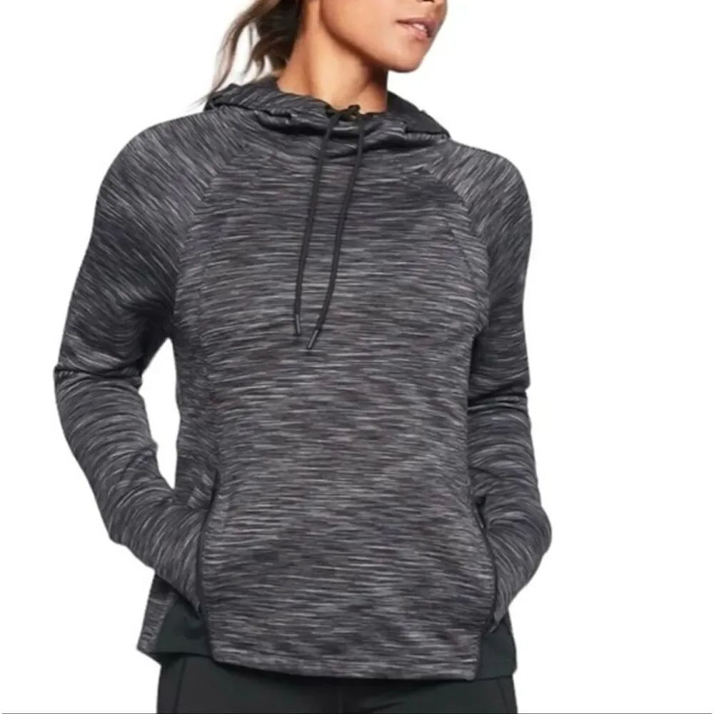 Athleta grey hooded pullover with zipper detail